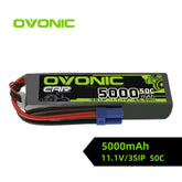 Ovonic 3S 5000mAh 50C 11.1V LiPo Battery Pack With EC5 Plug for 3s& 6s ARRMA Car - Ampow